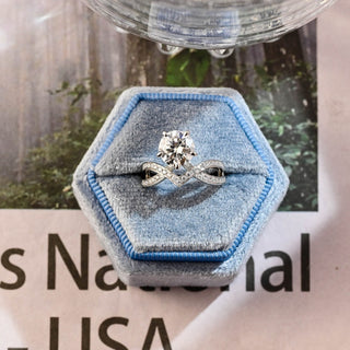 1.0-3.0 CT Round F/VS1 CVD Diamond Unique Setting Engagement Ring - Barbara Maison 