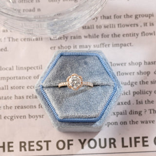 1.0 CT Round F/VS1 CVD Diamond Unique Halo Pave Setting Engagement Ring - Barbara Maison 