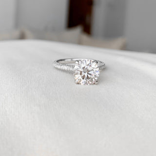 2.5 CT Round Cut Hidden Halo & Pave Setting Engagement Ring - Barbara Maison 