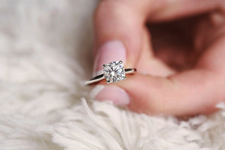 2.0 CT Cushion Hidden Halo & Solitaire Moissanite Engagement Ring - Barbara Maison 