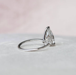 4.5 CT Pear Cut Solitaire & Pave Setting Moissanite Engagement Ring - Barbara Maison 