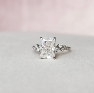 3.5 CT Radiant Cut Cluster Style Moissanite Engagement Ring - Barbara Maison 