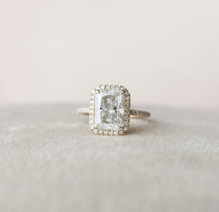 3.5 CT Radiant Halo Style Moissanite Engagement Ring - Barbara Maison 