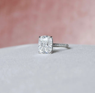 6.0 CT Cushion Solitaire & Pave Setting Moissanite Engagement Ring - Barbara Maison 