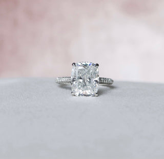 6.0 CT Cushion Solitaire & Pave Setting Moissanite Engagement Ring - Barbara Maison 