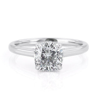 2.0 CT Cushion Hidden Halo & Solitaire Moissanite Engagement Ring - Barbara Maison 