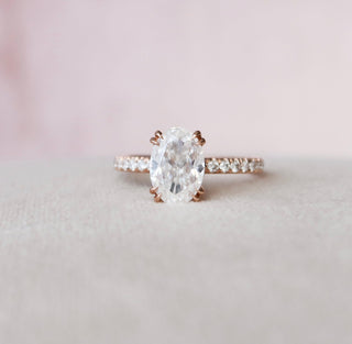 2.0 CT Oval Hidden Halo & Pave Setting Moissanite Engagement Ring - Barbara Maison 