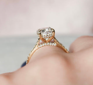 2.5 CT Cushion Hidden Halo & Pave Setting Moissanite Engagement Ring - Barbara Maison 