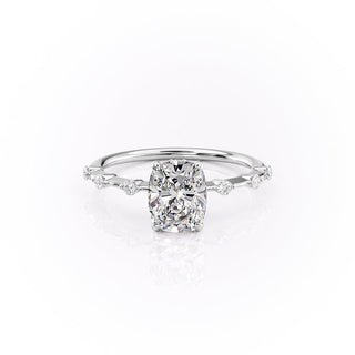 2.0 CT Cushion Dainty Pave Moissanite Engagement Ring - Barbara Maison 