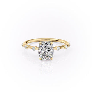 2.0 CT Cushion Dainty Pave Moissanite Engagement Ring - Barbara Maison 