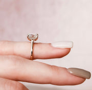 1.5 CT Emerald Solitaire & Hidden Halo Moissanite Engagement Ring - Barbara Maison 