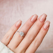 2.0 CT Cushion Hidden Halo & Solitaire Moissanite Engagement Ring - Barbara Maison 