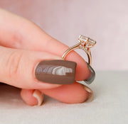 1.5 CT Emerald Solitaire & Hidden Halo Moissanite Engagement Ring - Barbara Maison 