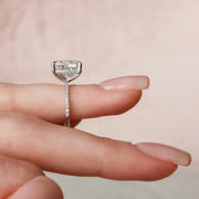 6.0 CT Elongated Cushion Cut Pave Moissanite Engagement Ring - Barbara Maison 