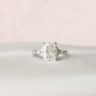 3.50 CT Radiant Cluster Style Moissanite Engagement Ring - Barbara Maison 