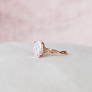 5.0 CT Oval Solitaire & Twig Pave Style Moissanite Engagement Ring - Barbara Maison 