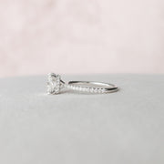 1.5 CT Cushion Hidden Halo Pave Moissanite Engagement Ring - Barbara Maison 