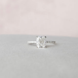 1.5 CT Cushion Hidden Halo Pave Moissanite Engagement Ring - Barbara Maison 