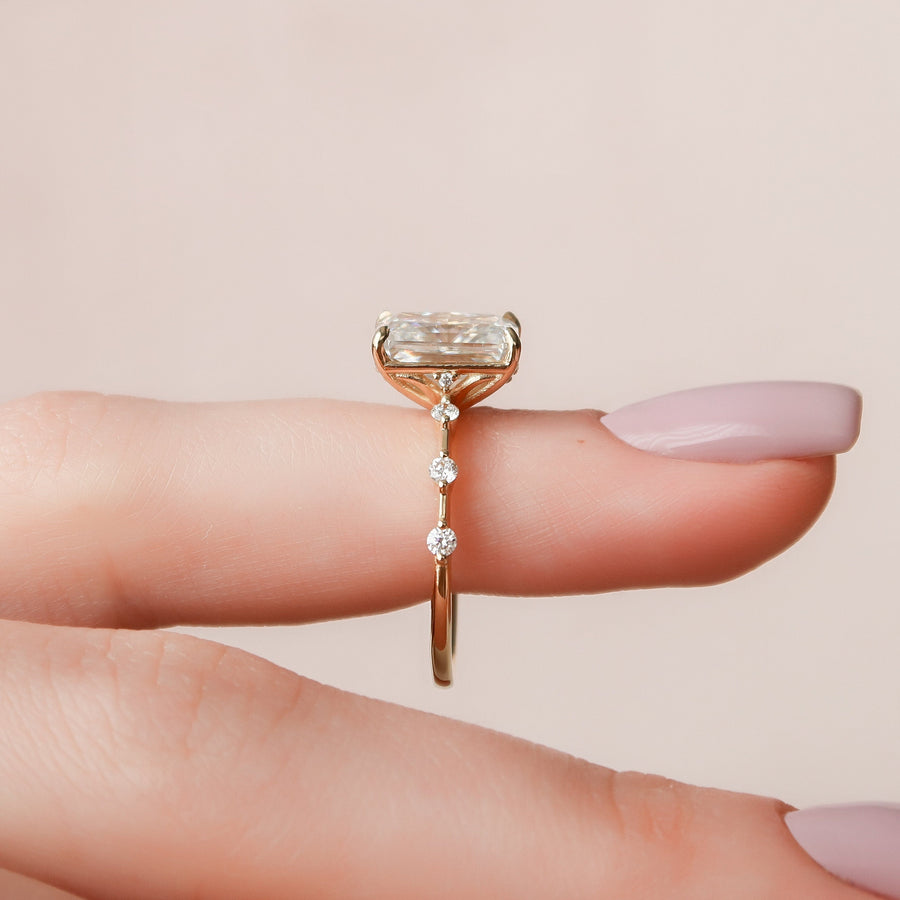 3.5 CT Radiant Cut Dainty Pave Moissanite Engagement Ring - Barbara Maison 