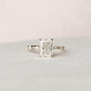 3.5 CT Radiant Cut Dainty Pave Moissanite Engagement Ring - Barbara Maison 