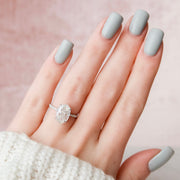 3.5 CT Oval Cut Pave Setting Moissanite Engagement Ring - Barbara Maison 