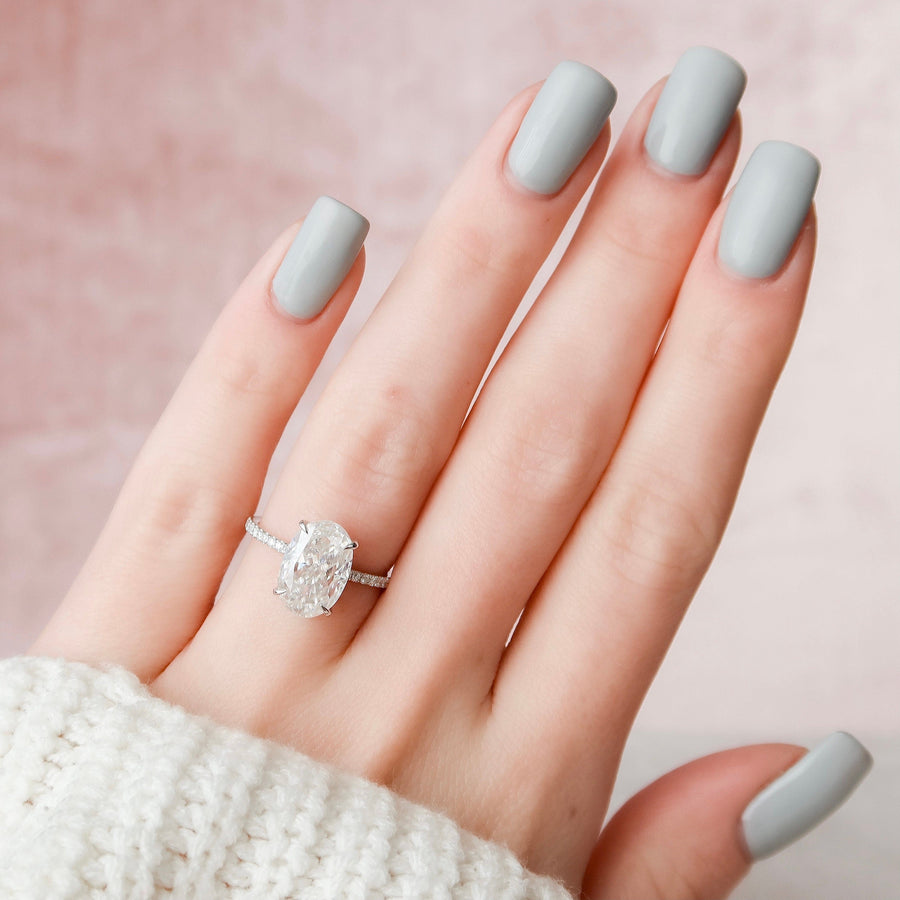 3.5 CT Oval Cut Pave Setting Moissanite Engagement Ring - Barbara Maison 