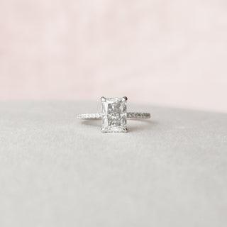 2.0 CT Radiant Hidden Halo & Pave Setting Moissanite Engagement Ring - Barbara Maison 