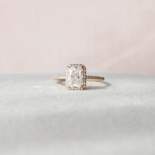 2.0 CT Radiant Halo Pave Moissanite Engagement Ring - Barbara Maison 