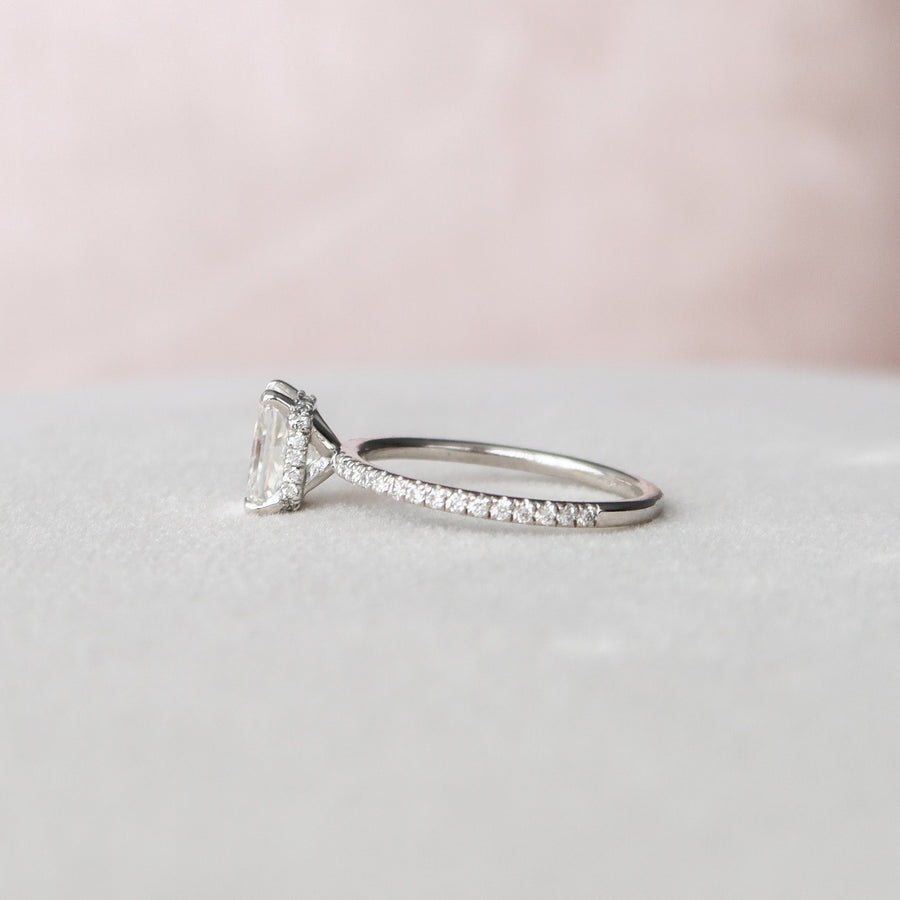 1.5 CT Radiant Hidden Halo Pave Moissanite Engagement Ring - Barbara Maison 