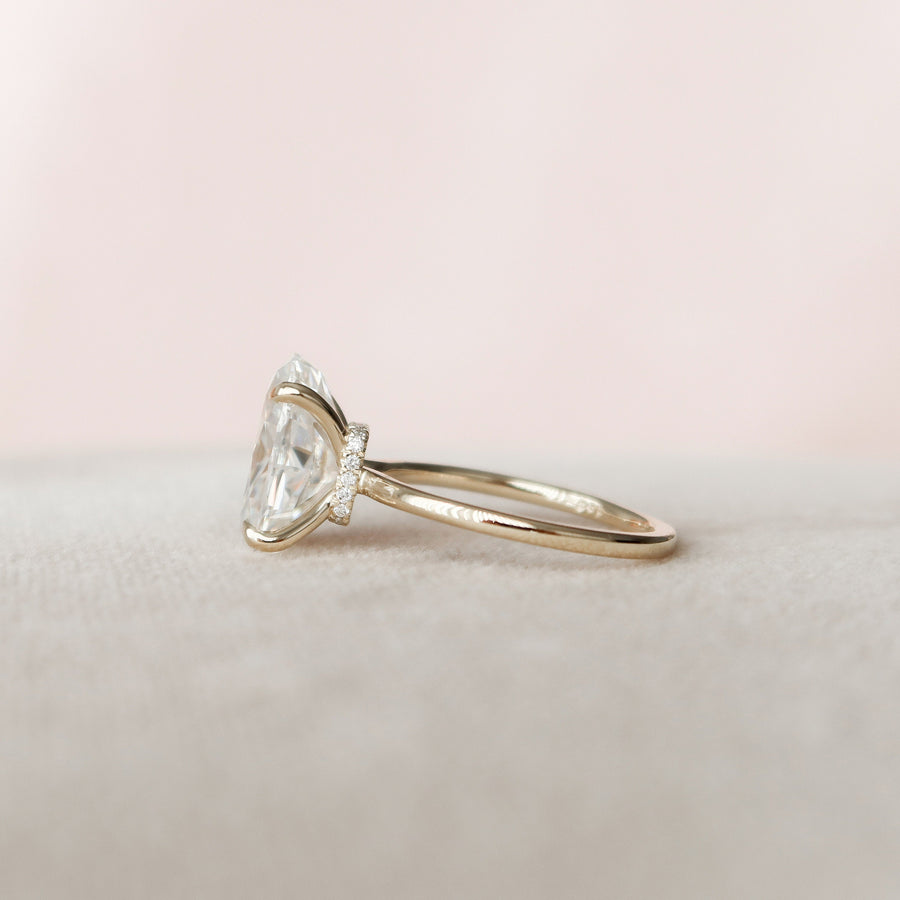 4.0 CT Oval Hidden Halo Setting Moissanite Engagement Ring - Barbara Maison 