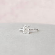 1.5 CT Cushion Hidden Halo Pave Moissanite Engagement Ring - Barbara Maison 