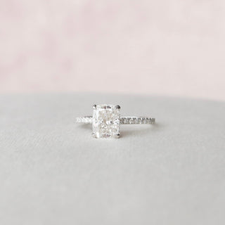 1.5 CT Cushion Hidden Halo Pave Moissanite Engagement Ring - Barbara Maison 