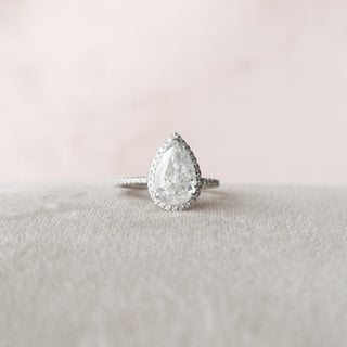 2.5 CT Pear Cut Halo & Pave Moissanite Engagement Ring - Barbara Maison 