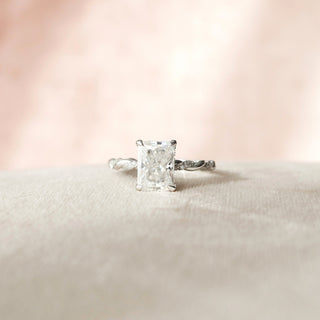 3.5 CT Radiant Twisted Rope Pave Setting Moissanite Engagement Ring - Barbara Maison 