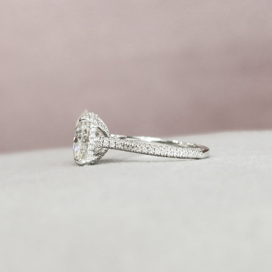 5.0 CT Round Hidden Halo & Pave Moissanite Engagement Ring - Barbara Maison 