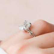 5.0 CT Oval Solitaire & Twig Pave Style Moissanite Engagement Ring - Barbara Maison 