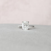 4.0 CT Cushion Hidden Halo & Pave Setting Moissanite Engagement Ring - Barbara Maison 