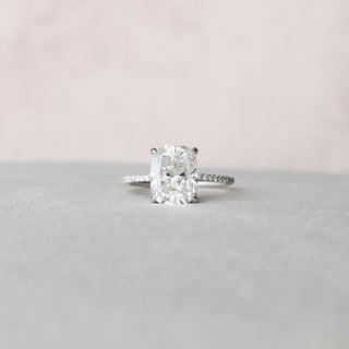 4.0 CT Cushion Hidden Halo & Pave Setting Moissanite Engagement Ring - Barbara Maison 