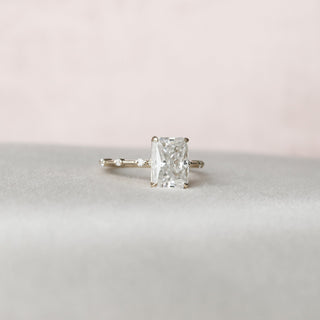 3.5 CT Radiant Cut Dainty Pave Moissanite Engagement Ring - Barbara Maison 