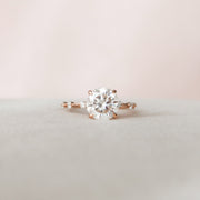 2.5 CT Round Solitaire Dainty Pave Moissanite Engagement Ring - Barbara Maison 