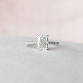 2.0 CT Radiant Hidden Halo & Pave Style Moissanite Engagement Ring - Barbara Maison 