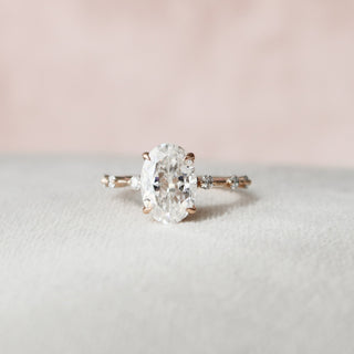 2.0 CT Oval Cut Dainty Pave Moissanite Engagement Ring - Barbara Maison 