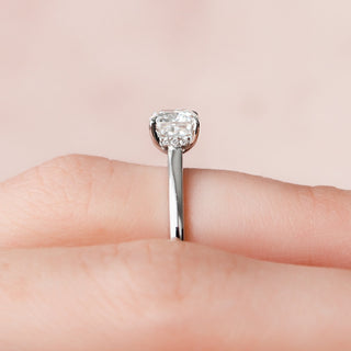 1.0 CT Cushion Hidden Halo Style Moissanite Engagement Ring - Barbara Maison 