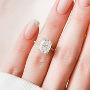 4.0 CT Cushion Hidden Halo & Pave Setting Moissanite Engagement Ring - Barbara Maison 