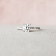1.0 CT Round Hidden Halo & Pave Setting Moissanite Engagement Ring - Barbara Maison 