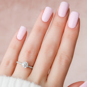 1.0 CT Round Hidden Halo & Pave Setting Moissanite Engagement Ring - Barbara Maison 