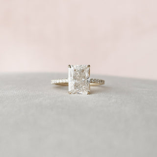 3.5 CT Radiant Hidden Halo Pave Moissanite Engagement Ring - Barbara Maison 