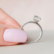 2.5 CT Emerald Pave & Hidden Halo Setting Moissanite Engagement Ring - Barbara Maison 