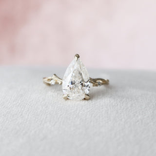 2.0 CT Pear Cut Twig Pave Style Moissanite Engagement Ring - Barbara Maison 