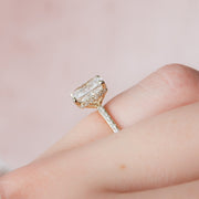 2.0 CT Cushion Hidden Halo & Pave Moissanite Engagement Ring - Barbara Maison 